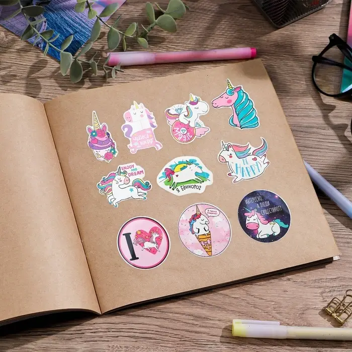 Наклейки-стикеры &laquo;Единорожки&raquo;, 7&times;7 см, набор 10 шт.