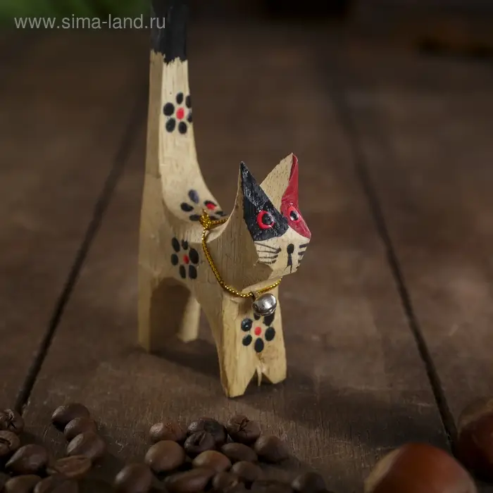 Сувенирный набор дерево "Кошечки в черный цветок под кольца" 7х5х10 см