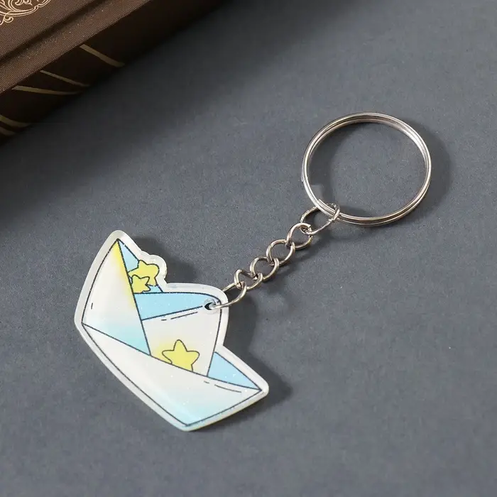 Брелок акрил двусторонний "Бумажный кораблик" блеск 3,4х2,9х0,2 см