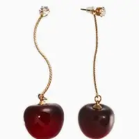 Серьги "Черешня", цвет бордовый в золоте