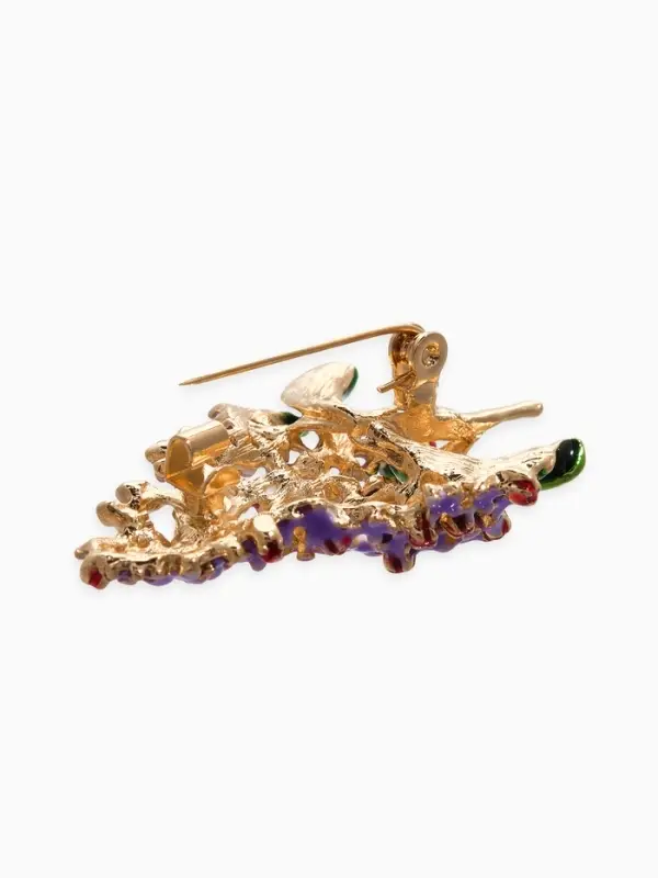 Брошь "Цветок Сирени", цвет фиолетово-зелёная в золоте