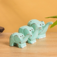 Сувенирный набор «Милые слоники», 12 см, 10 см, 9 см, дерево, бирюзовый Сувенирный набор «Милые слоники», 12 см, 10 см, 9 см, дерево, бирюзовый