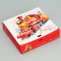 Коробка подарочная новогодняя складная &laquo;Новогодний поезд&raquo;, 20 х 18 х 5 см, БЕЗ ЛЕНТЫ, Новый год