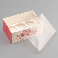 Коробка для 6 капкейков с прозрачной крышкой, "Сладких моментов", 23 &times; 16 &times; 10 см, кондитерская упаковка