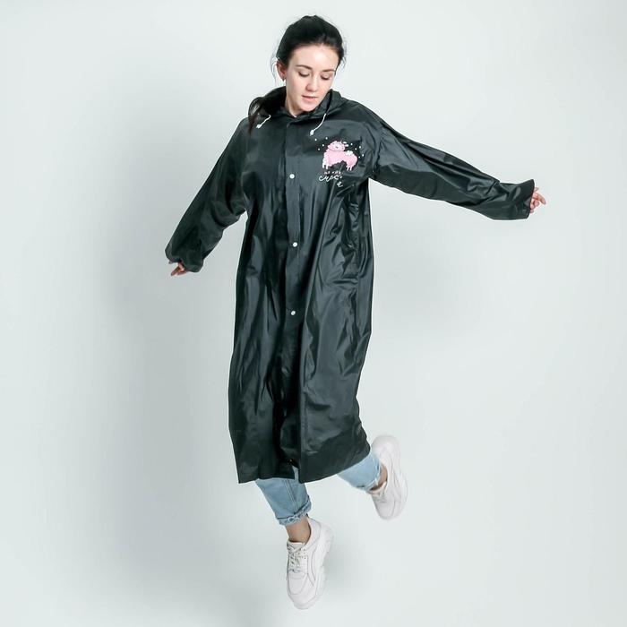 Дождевик взрослый плащ &laquo;На крыльях счастья&raquo;, размер универсальный, размер 42-48, 60 х 110 см, цвет чёрный