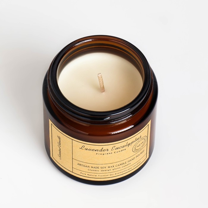 Свеча ароматическая в банке Свеча ароматическая в банке "Лаванда и эвкалипт", 6,5х5,5 см, 100 гр