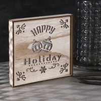 Светодиодная фигура «Счастливые каникулы» 22 × 22 × 4 см, дерево, батарейки АААх2 (не в комплекте), свечение тёплое белое Светодиодная фигура «Счастливые каникулы» 22 × 22 × 4 см, дерево, батарейки АААх2 (не в комплекте), свечение тёплое белое