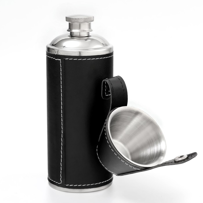 Фляжка для алкоголя и воды Фляжка для алкоголя и воды "Герб России", нержавеющая сталь, 240 мл, 2 стопки по 30 мл