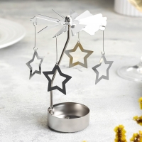 Свеча вращающаяся "Карусель со звёздами", серебрянная, металл Свеча вращающаяся "Карусель со звёздами", серебрянная, металл