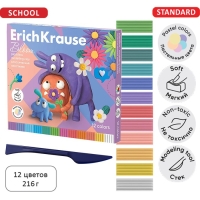 Пластилин 12 цветов, 216 г, ErichKrause "Jolly Friends Pastel Bloom", со стеком, в картонной упаковке Пластилин 12 цветов, 216 г, ErichKrause "Jolly Friends Pastel Bloom", со стеком, в картонной упаковке
