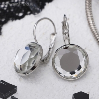 Серьги со стразами «Яркая классика» в обрамлении, цвет белый в серебре, d=1,4 см Серьги со стразами «Яркая классика» в обрамлении, цвет белый в серебре, d=1,4 см