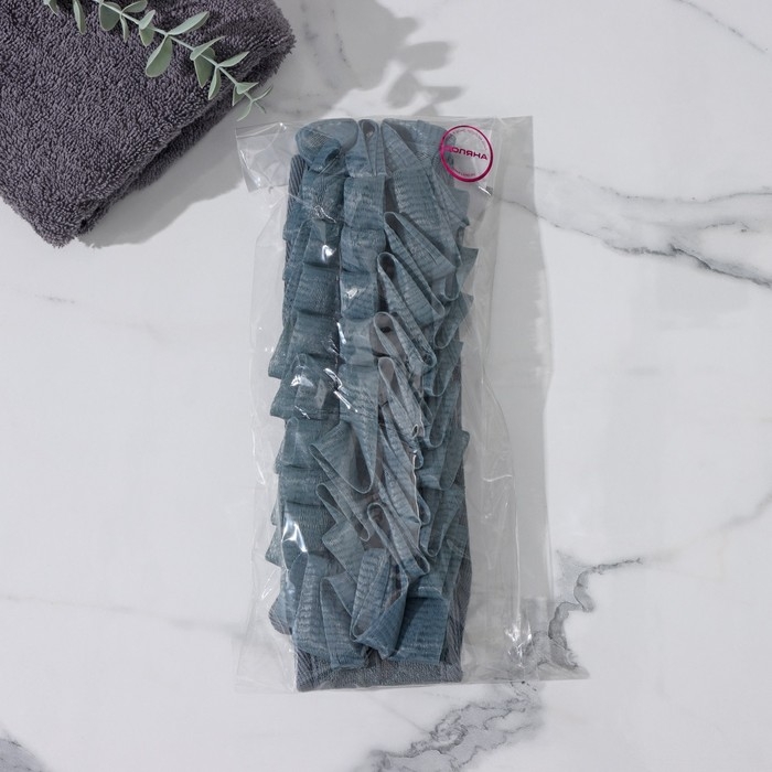 Мочалка для тела массажная Доляна &laquo;Афродита&raquo;, 69&times;8 см, цвет серый