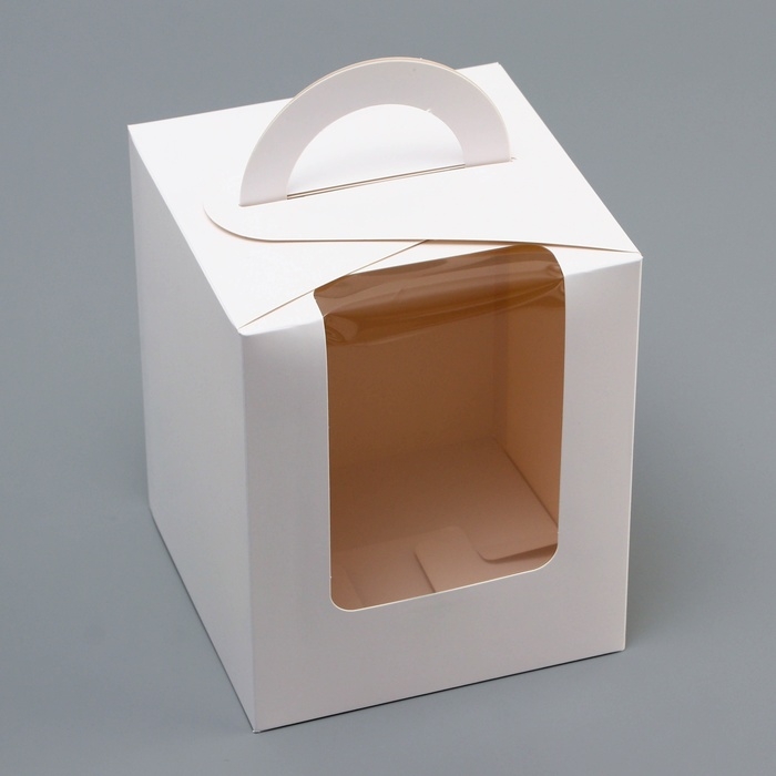 Коробка для кулича белая, кондитерская упаковка, 15 x 15 x 18 см