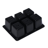 Кассета для рассады, на 6 ячеек, по 120 мл, пластиковая, чёрная, 18 &times; 13 &times; 6 см, в наборе 10 шт., Greengo