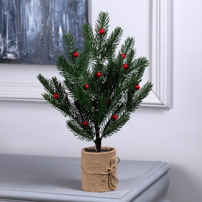 Светодиодный куст &laquo;Ель малая&raquo; 35 см, 30 LED, батарейки AAx3 (нет в комплекте), свечение тёплое белое