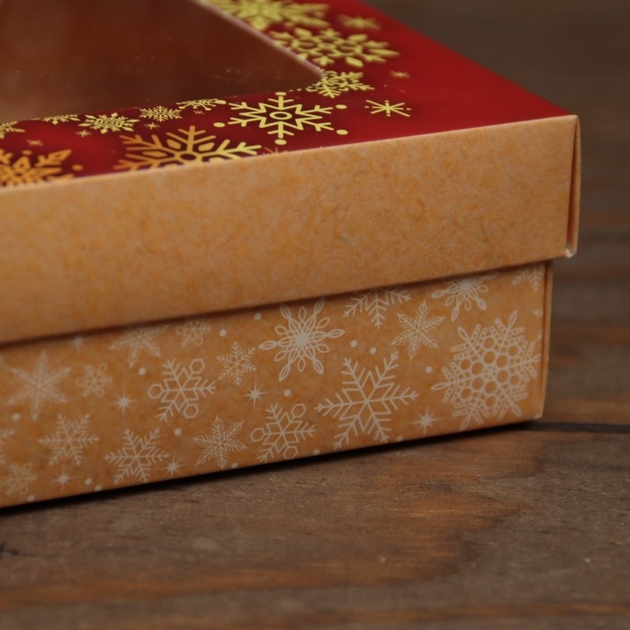 Новый год. Коробка складная, крышка-дно, с окном Новый год. Коробка складная, крышка-дно, с окном "С Новым Годом" 16,5 х 12,5 х 5,2 см