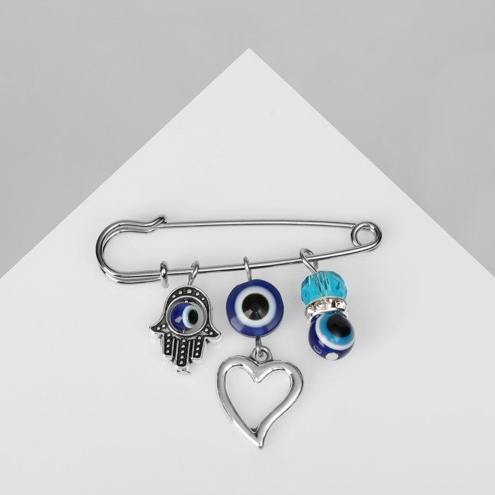 Булавка-оберег &laquo;На встречу второй половинки&raquo;, цвет синий в серебре