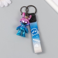 Брелок пластик с карабином, ремешком "Зайчик космонавт" голография 2,7х3,5х6,4 см