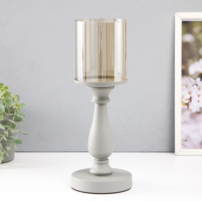 Подсвечник металл на 1 свечу d=10 см "Воланд" серый 11х11х36 см