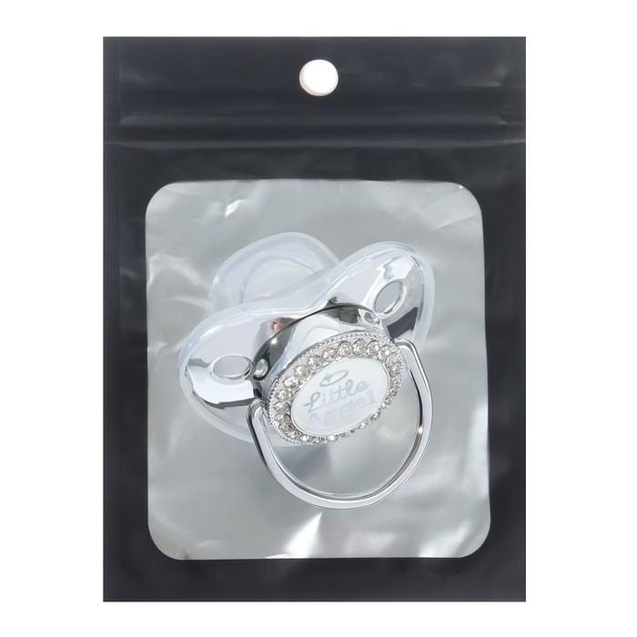 Соска - пустышка силиконовая ортодонтическая &laquo;LITTLE ANGEL&raquo;, от 12 мес., с колпачком, цвет серебро, стразы