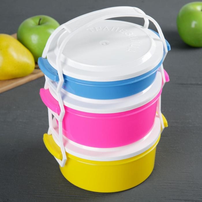 Набор пищевых контейнеров «Трапезница», 3 шт: 0,6 л,1 л, 1 л, цвет микс Набор пищевых контейнеров «Трапезница», 3 шт: 0,6 л,1 л, 1 л, цвет микс