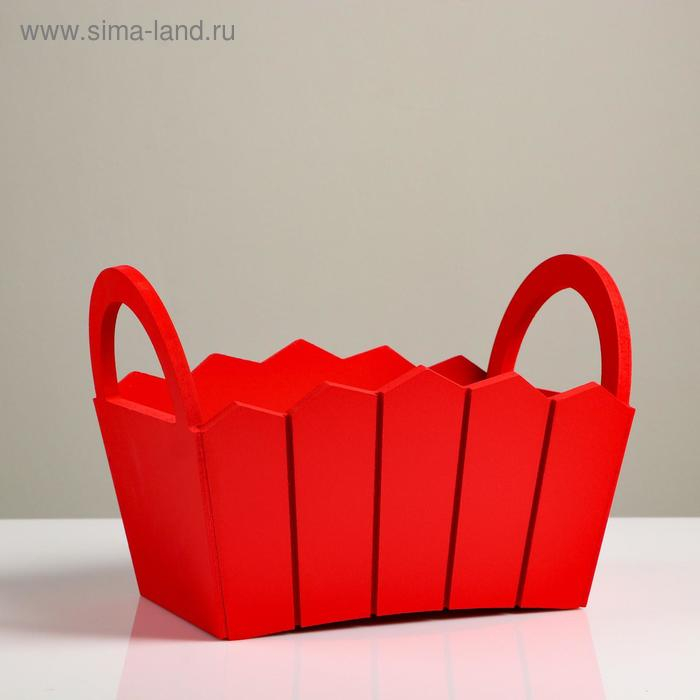 Кашпо деревянное 27×18×19 см Кашпо деревянное 27×18×19 см "Мария", ручки боковые, МДФ, красное