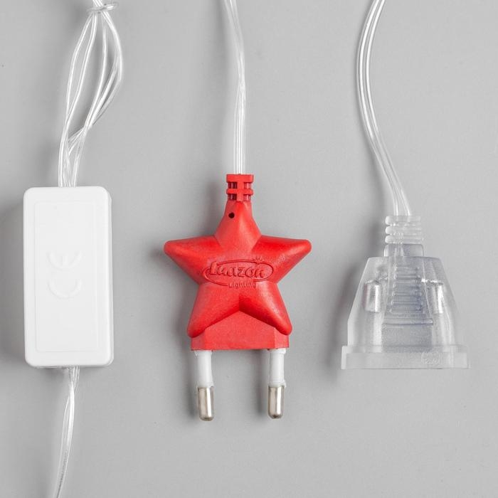 Гирлянда &laquo;Бахрома&raquo; 3 &times; 0.5 м с насадками &laquo;Шарики и ёжики&raquo;, IP20, прозрачная нить, 80 LED, свечение мульти (RG/RB), мигание, 220 В