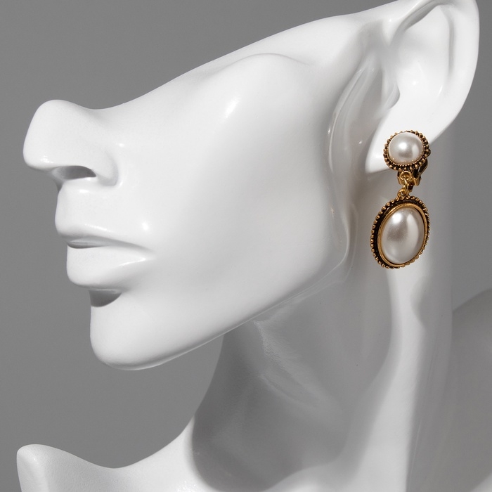 Клипсы &laquo;Круг с овалом&raquo; с сеттингом, цвет чернёное золото