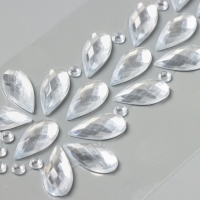 Наклейка пластик стразы "Фонтан" зеркальное серебро 25х8,5 см