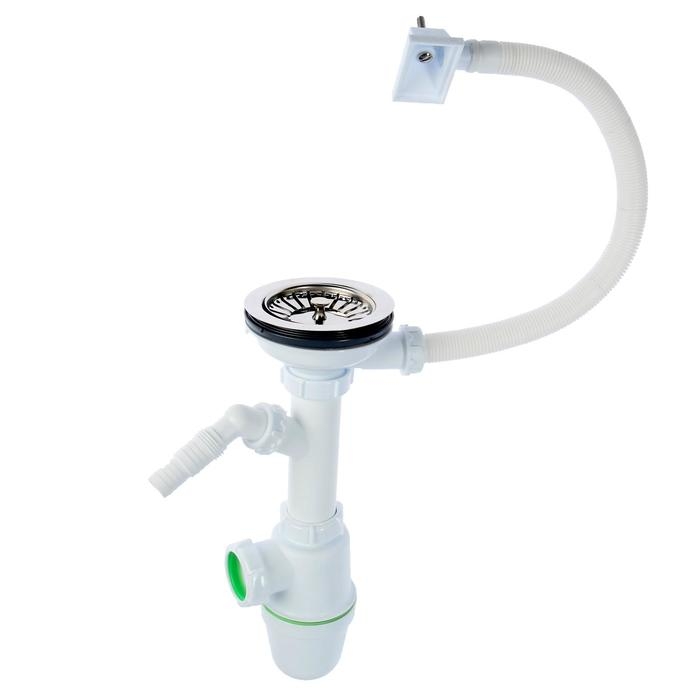 Сифон для мойки Akvater, 3 1/2" х 40 мм, прямоуг. перелив, с отводом для стиральной машины