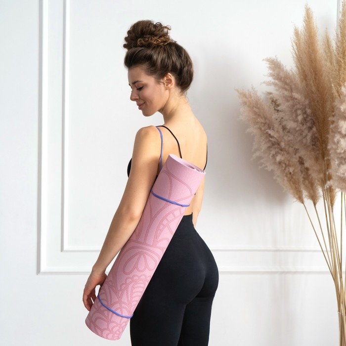 Коврик для йоги Sangh &laquo;Будда&raquo;, 183х61х0,6 см, цвет пастельный розовый