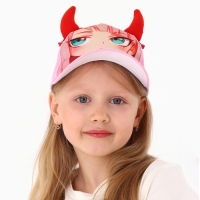 Кепка детская для девочки «Чертенок» аниме с заколками, р-р 52-54 5-7 лет Кепка детская для девочки «Чертенок» аниме с заколками, р-р 52-54 5-7 лет