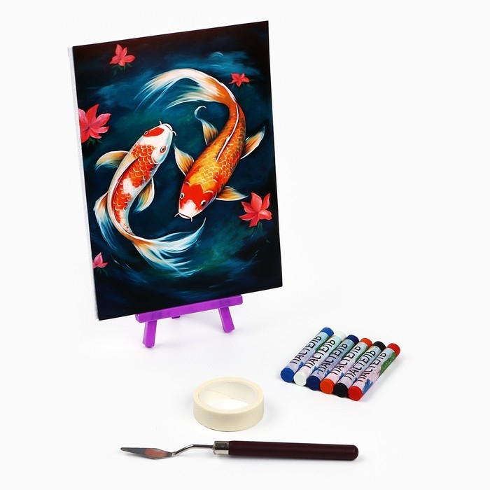 Рисование пастелью с мольбертом &laquo;Карпы в реке&raquo;