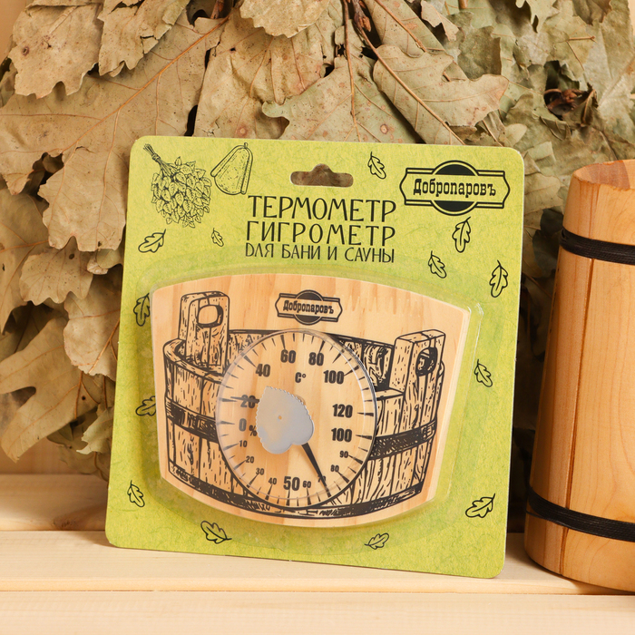 Термометр-гигрометр Термометр-гигрометр "Шайка", дерево