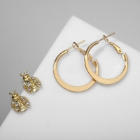 Серьги-кольца с пусетами &laquo;Божья коровка&raquo;, цвет золото, d=2,5 см