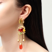 Серьги висячие &laquo;Цветение&raquo;, цветные в золоте