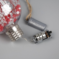 Ёлочный шар &laquo;Розовые сухоцветы&raquo;, батарейки, 5 LED, свечение тёплое белое