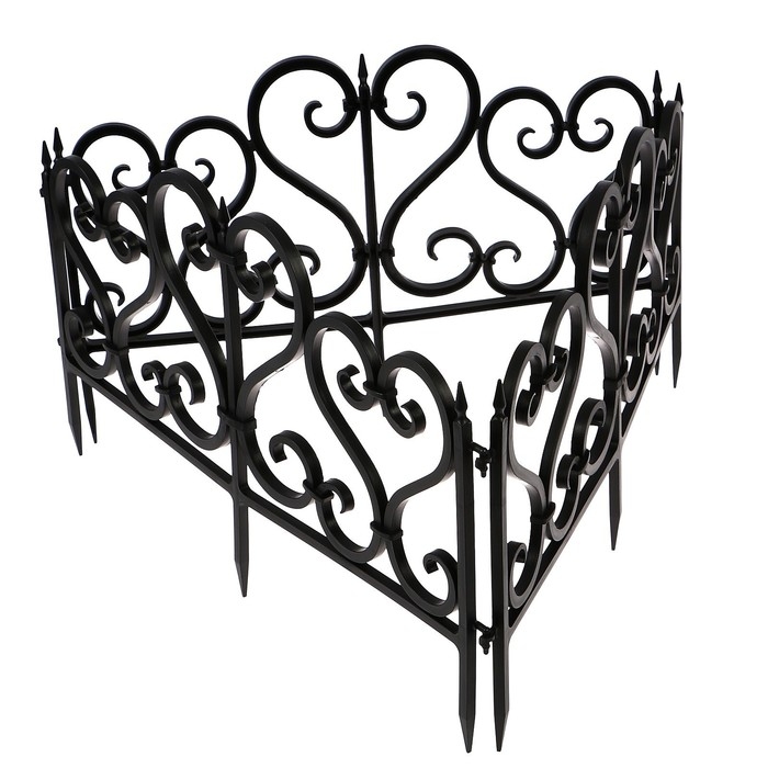 Ограждение декоративное, 32 &times; 300 см, 6 секций, пластик, чёрное