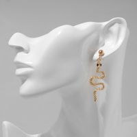 Новый год! Символ года 2025! Серьги висячие &laquo;Змея&raquo; мини, цвет чёрный в золоте