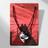 Кулоны &laquo;Неразлучники&raquo; на магните, лебеди в сердце, цвет чёрно-белый, 40 см