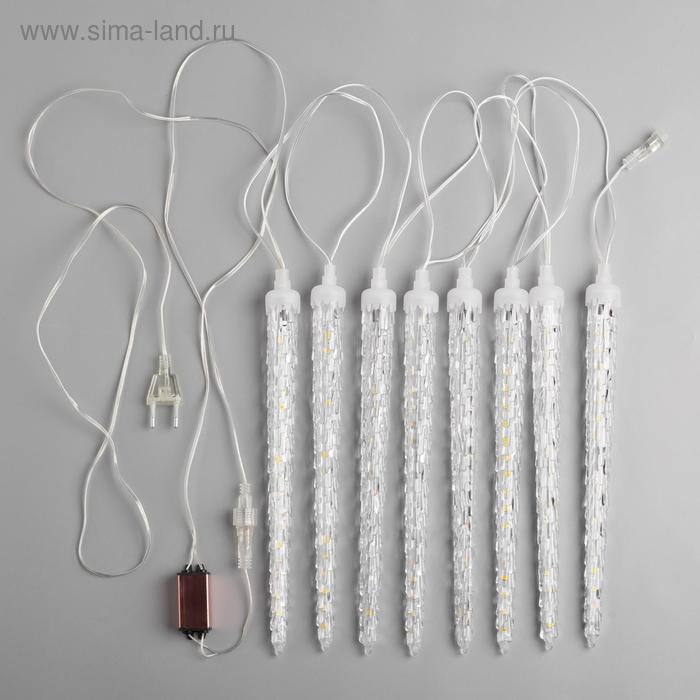 Гирлянда &laquo;Сосульки рифленые&raquo; 2.5 &times; 0.3 м, IP65, прозрачная нить, 192 LED, свечение белое с эффектом стекания, 12 В