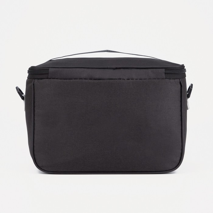 Термосумка на молнии, объём 8 л, наружный карман, регулируемый ремень, цвет чёрный