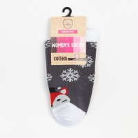 Носки женские &laquo;Лисичка и снежинки&raquo; цвет графит, размер 23-25