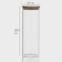 Банка стеклянная для сыпучих продуктов с бамбуковой крышкой &laquo;Эко&raquo;, 1,9 л, 10&times;28,5 см