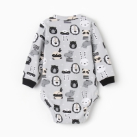 Боди с длинным рукавом, цвет серый/зверята, рост 74 см Боди с длинным рукавом, цвет серый/зверята, рост 74 см