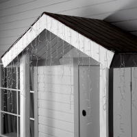 Гирлянда &laquo;Бахрома&raquo; 3 &times; 0.9 м, IP44, УМС, прозрачная нить, 232 LED, свечение тёплое белое, 220 В