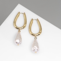 Серьги с жемчугом &laquo;Бусина&raquo; груша, цвет золото