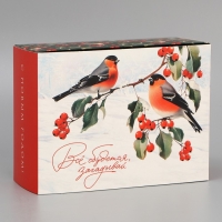 Коробка подарочная новогодняя складная &laquo;Снегири&raquo;, 20 х 15 х 8 см, Новый год