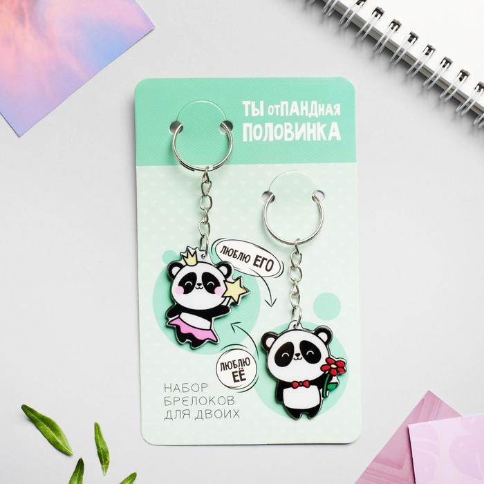 Брелок для ключей парный &laquo;отПАНДная половинка&raquo;, акриловый, 13,3 х 8