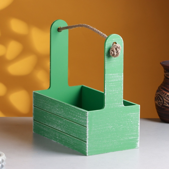 Набор кашпо деревянных 2 в 1 (25.5&times;15&times;30; 20&times;12&times;23) "Прованс", зелёный